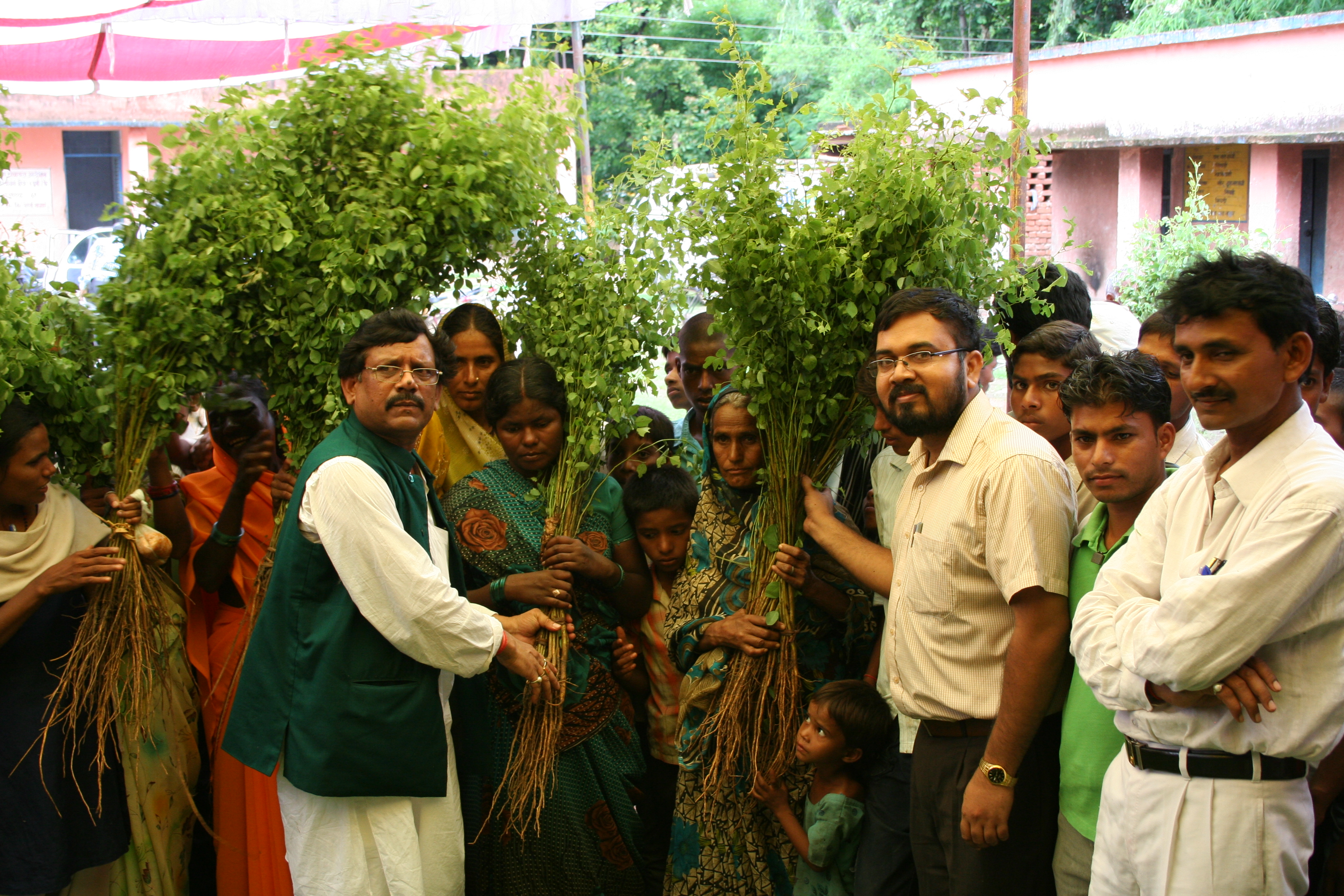 shri-jaiswal-distributing-seedling-to-villagers-e-i